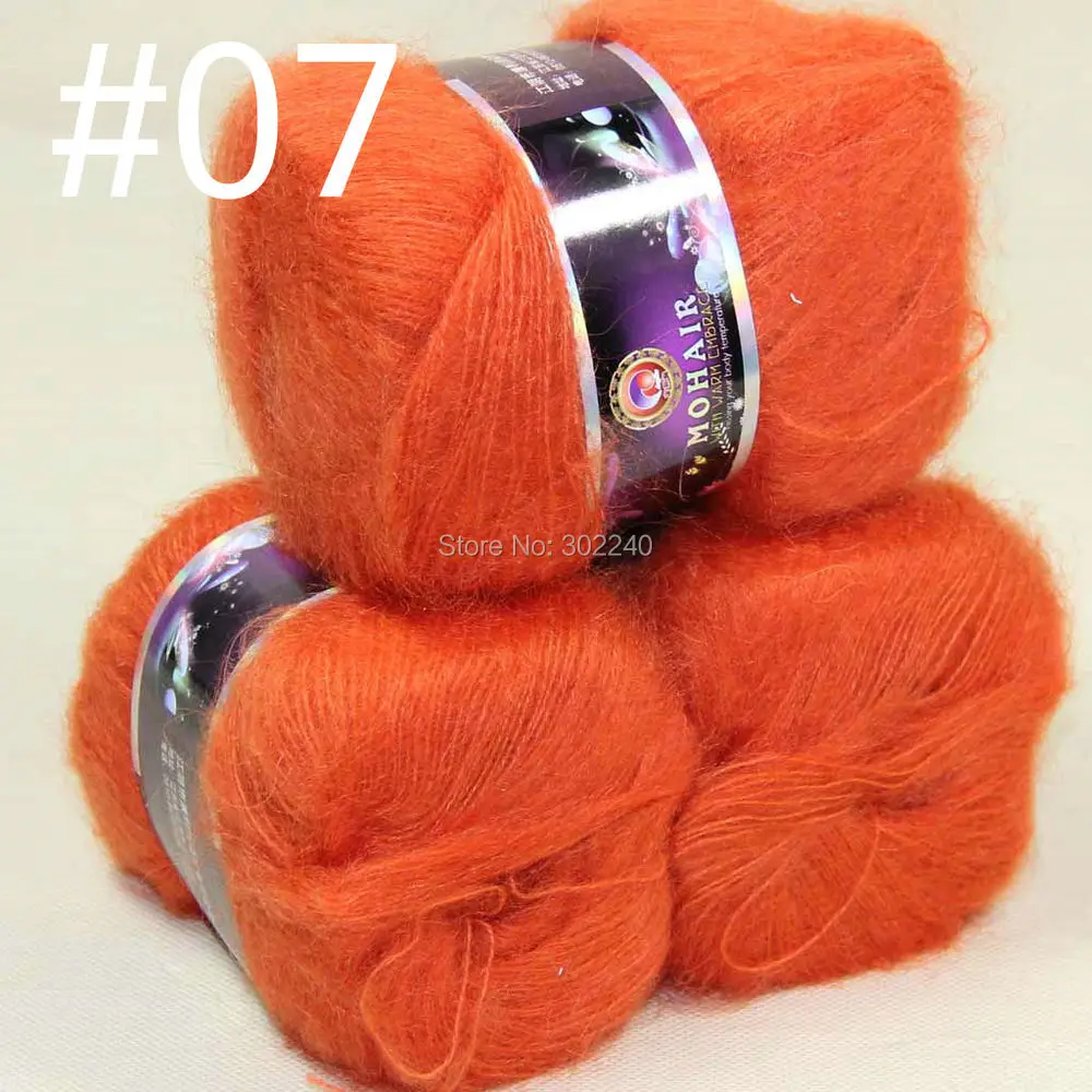 Buy Lot of 3 balls MOHAIR 50% Angora goats Cashmere silk hand Yarn Knitting red pink #07 on