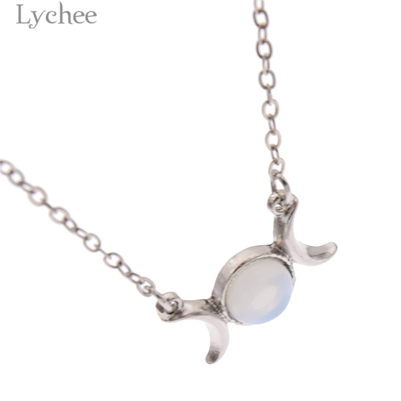 Lychee 1 шт. Трендовое женское ожерелье из сплава с натуральным камнем и тройной