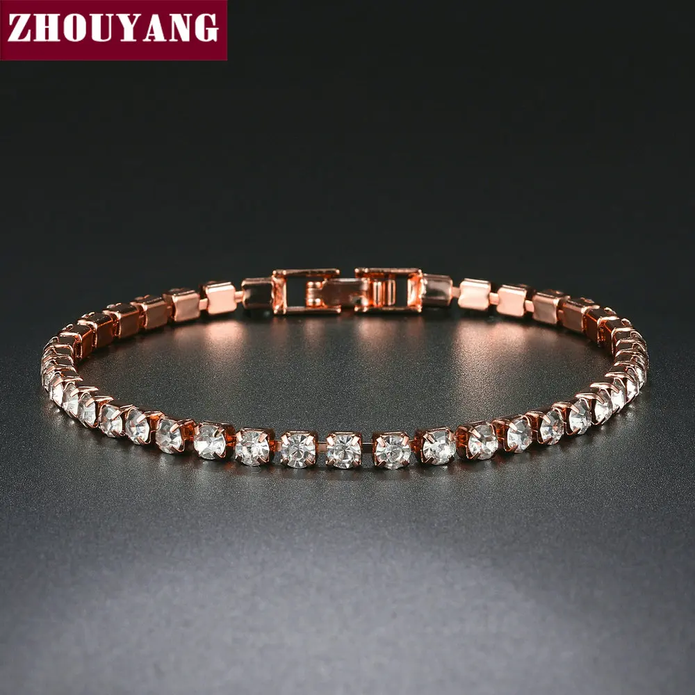 Браслет ZHOUYANG KC139 женский теннисный роскошный вечерний Ювелирный вечерние