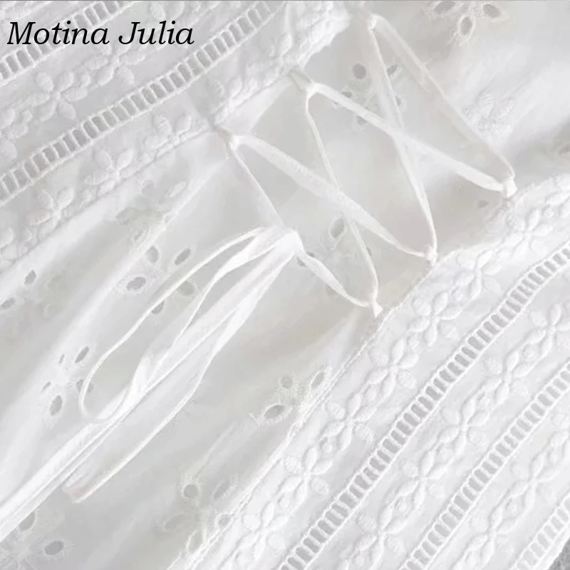 Motina Julia 2019 летнее кружевное вязаное платье для женщин с открытыми плечами