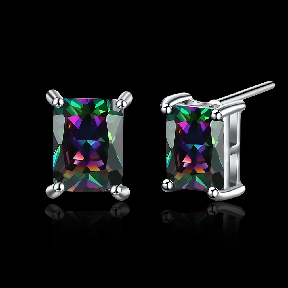 square oorknopjes boucle d'oreille women for cubic zirconia stone multi colors silver color i love you Dahu Rico studs earrings |