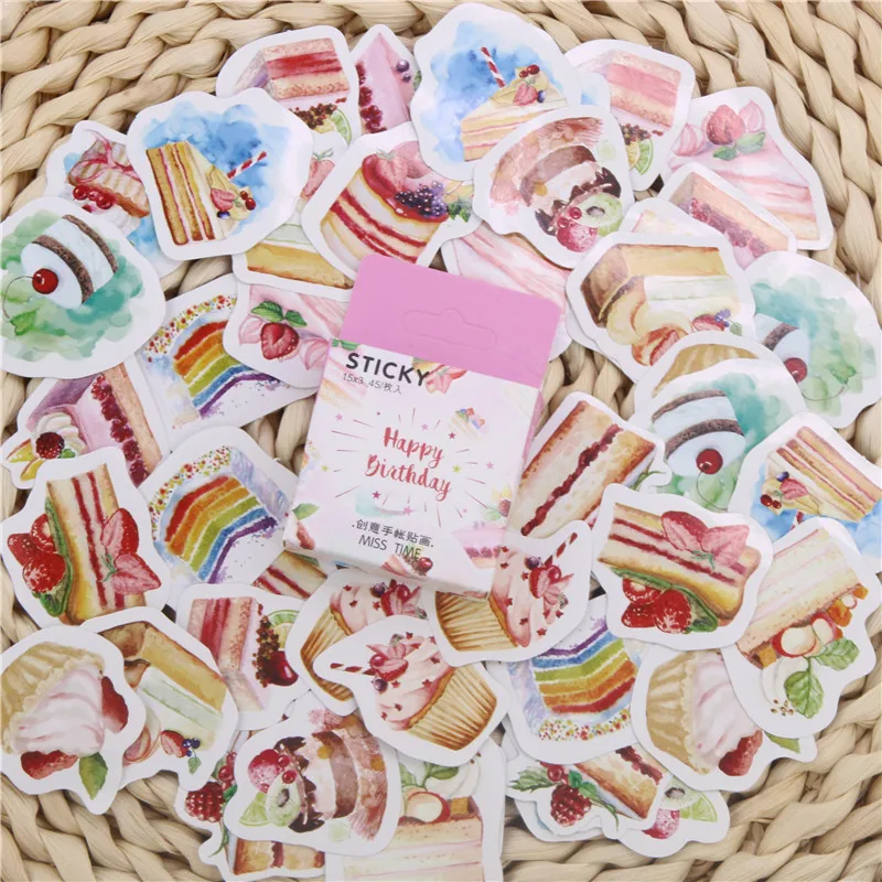 H 45 шт./кор. канцелярские наклейки оперение DIY Планета липкий Бумага Kawaii Луна растения наклейки для украшения дневник в стиле Скрапбукинг - Цвет: H