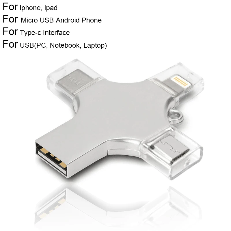 4in1 USB Flash 32 GB флешки зашифрованные Memory Stick 16 gb 64 ГБ с поддержкой otg typec Micro usb памяти
