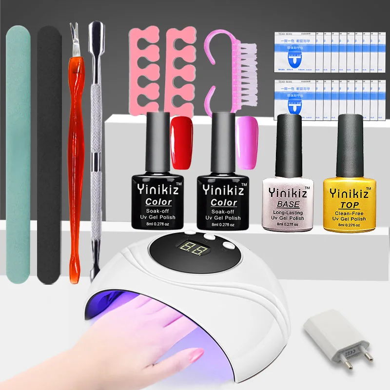 S3601 nail gel set Yinikiz маникюрные инструменты для ногтей УФ светодиодный Сушилка лампы замочить УФ Гель-лак для ногтей Лаки база верхнее покрытие лак для ногтей наборы - Цвет: S3601 nail gel set