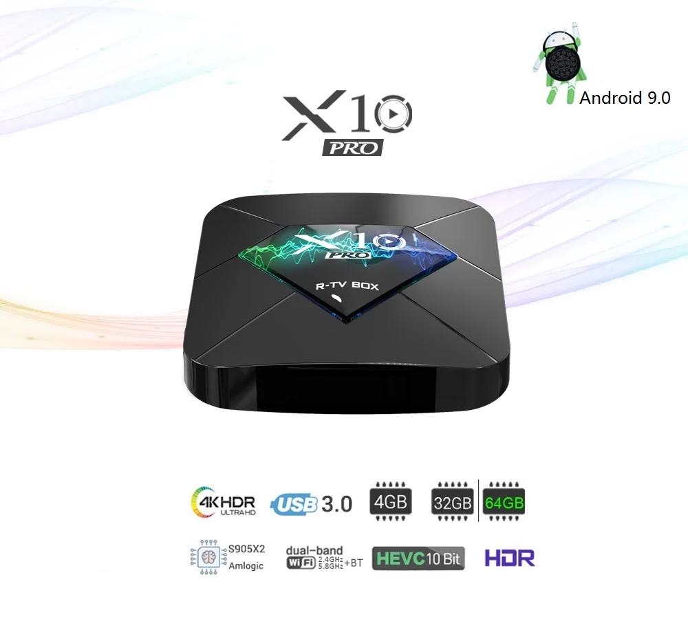 X10 PRO Android 9 0 Smart tv BOX Amlogic S905X2 Четырехъядерный 4 ГБ ОЗУ 64 Гб ПЗУ 2 г/5 г двойной wifi BT4.0