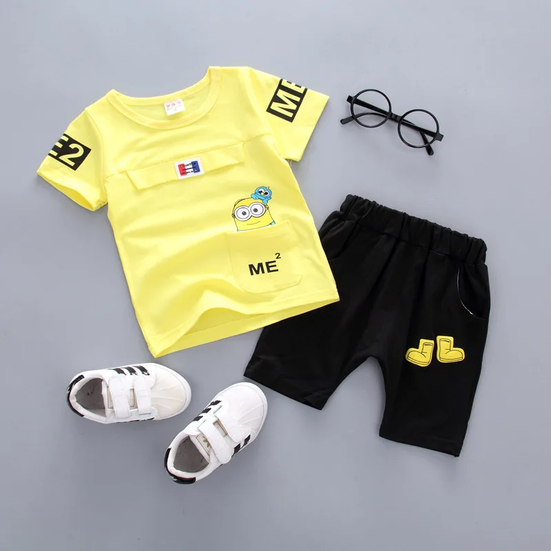 2 шт. Повседневная футболка и штаны в полоску для новорожденных | Детская одежда