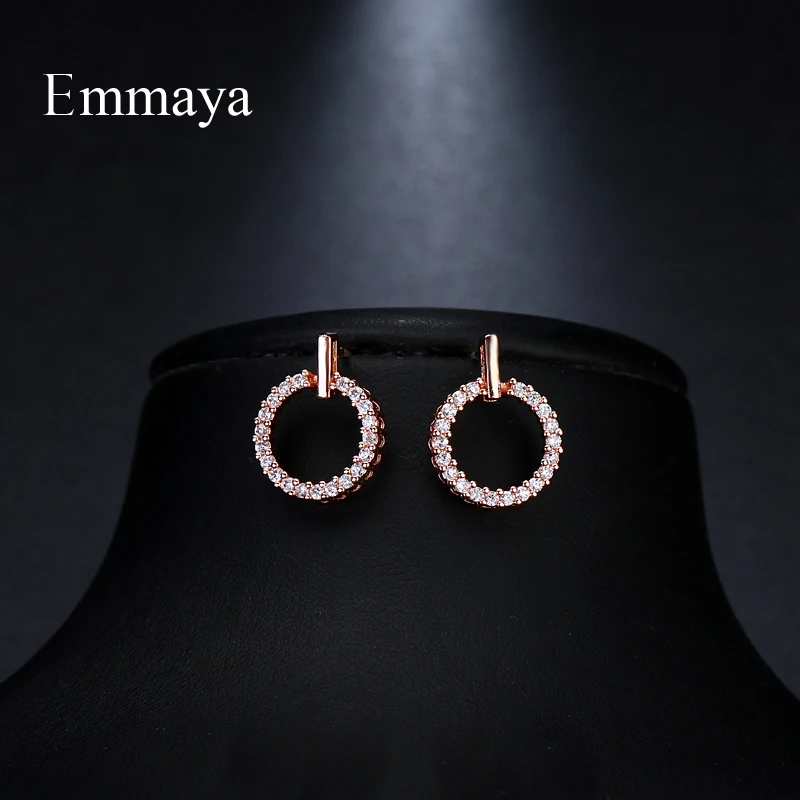 Женские серьги Emmaya круглые из белого кубического циркония два