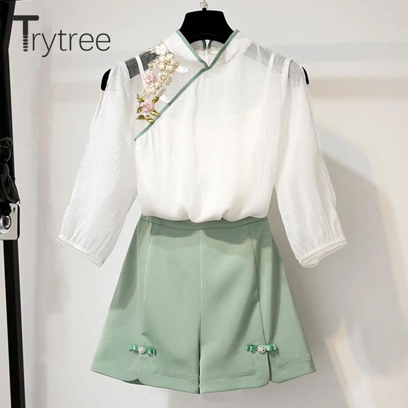 Trytree/летний женский комплект из трех предметов повседневные топы с цветочной