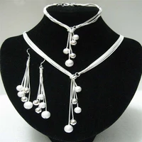 silver jewelry set for women snake chain beads y shape necklace bracelet earrings 3 pcs bridal jewellery sets factory price