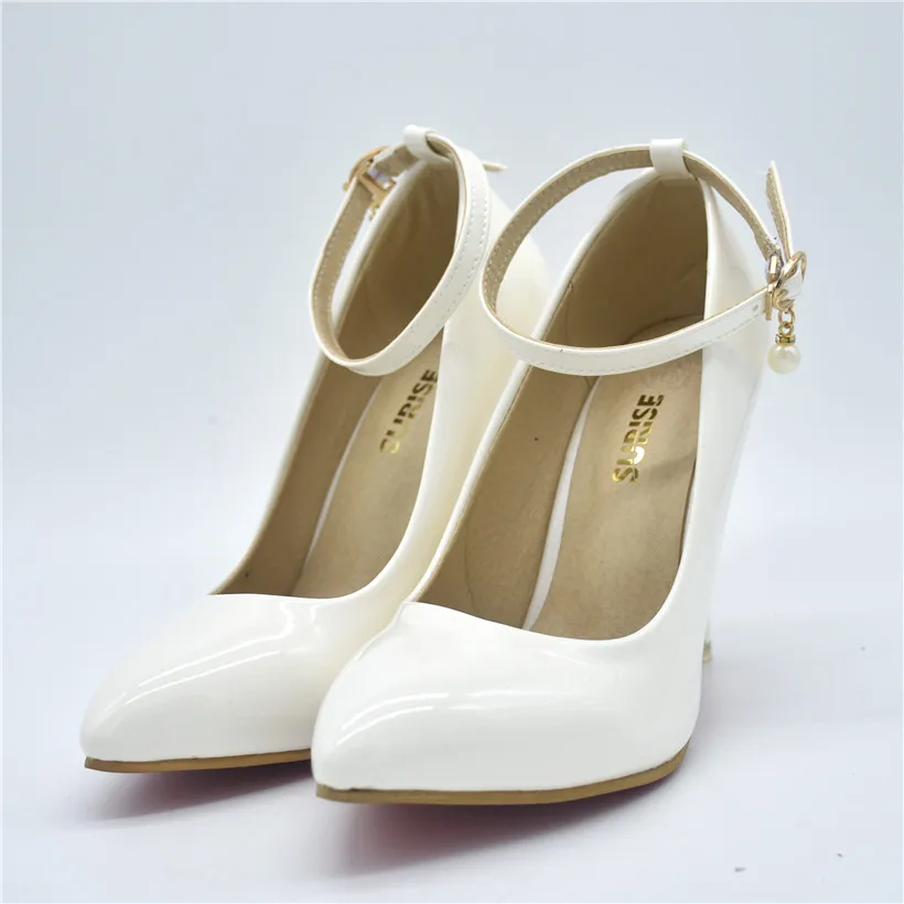 Женские туфли лодочки из лакированной кожи с острым носком|womens pumps pointed toe|pearl ankle