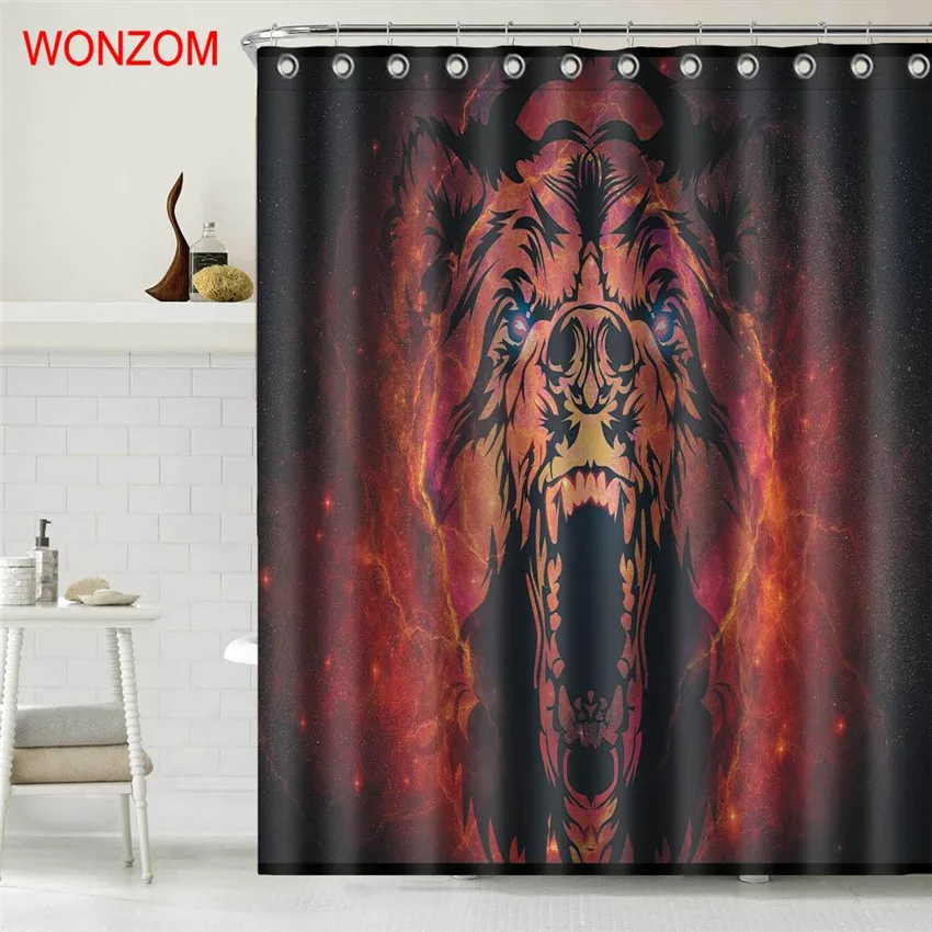 WONZOM 3D Тигр занавески для душа с 12 крючками Mildewproof Ванная комната Декор