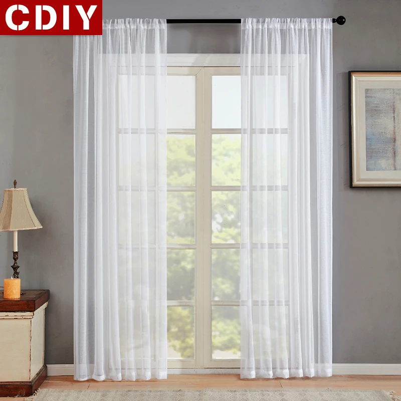CDIY однотонная белая пряжа, тюль для гостиной, спальни, кухни, современные отвесные занавески, льняная вуаль, занавески на окна, на заказ