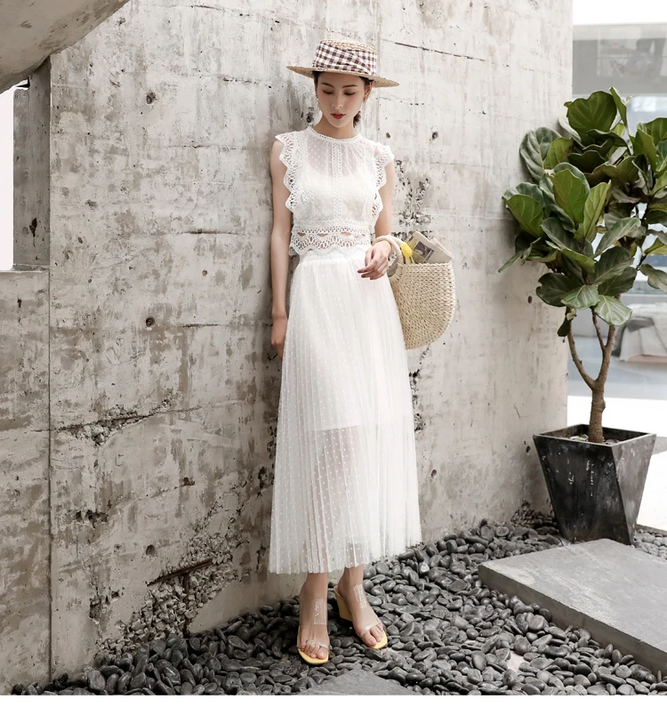 Новое поступление 2019 Летний Тонкий лоскутный кружевной комплект из 2 предметов