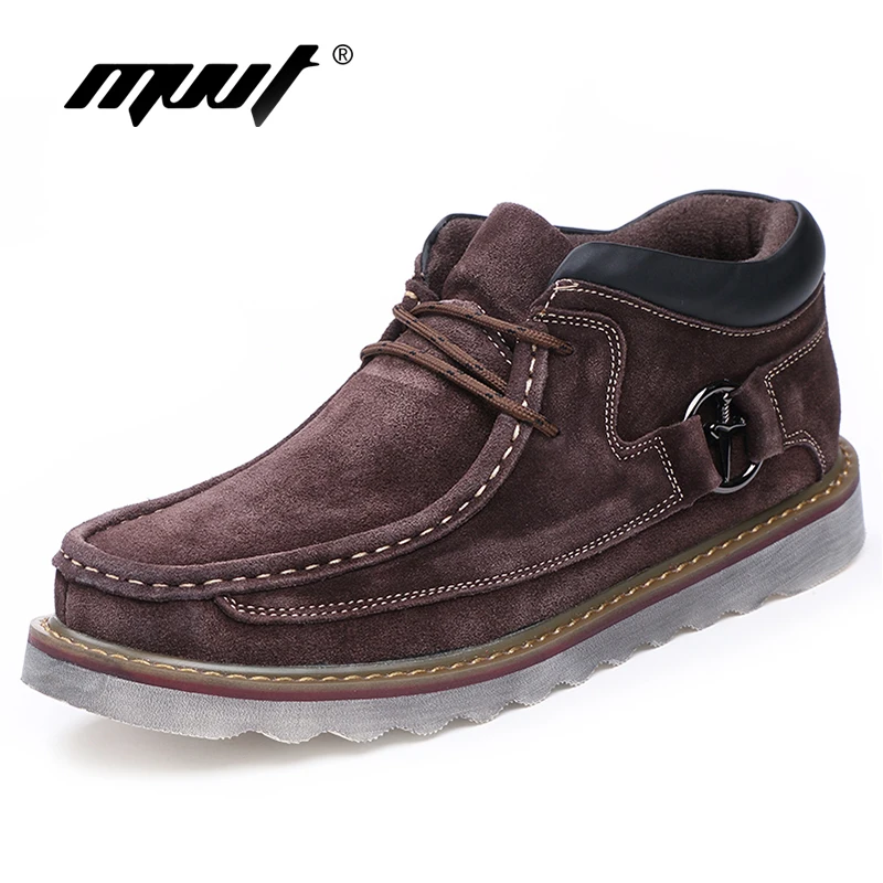 Мужские ботильоны из нубука MVVT черные очень теплые натуральной кожи удобная