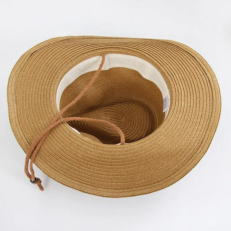 Мужская и женская летняя соломенная ковбойская шляпа складная пляжная с
