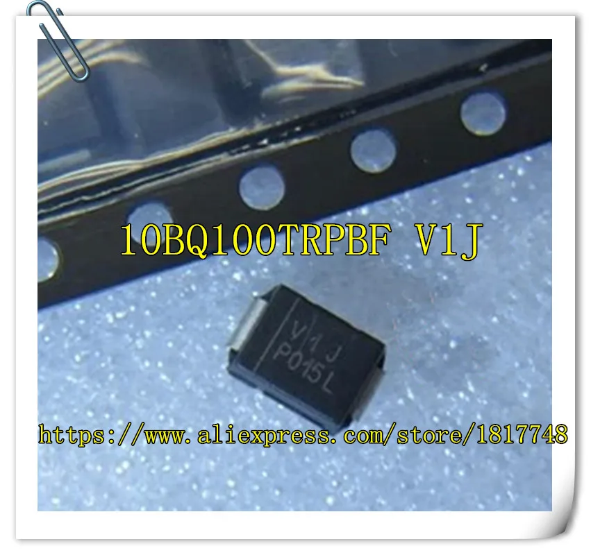 

50pcs/lot 10BQ100TRPBF(V1J) Schottky diode 10BQ100 DO-214AA SMB