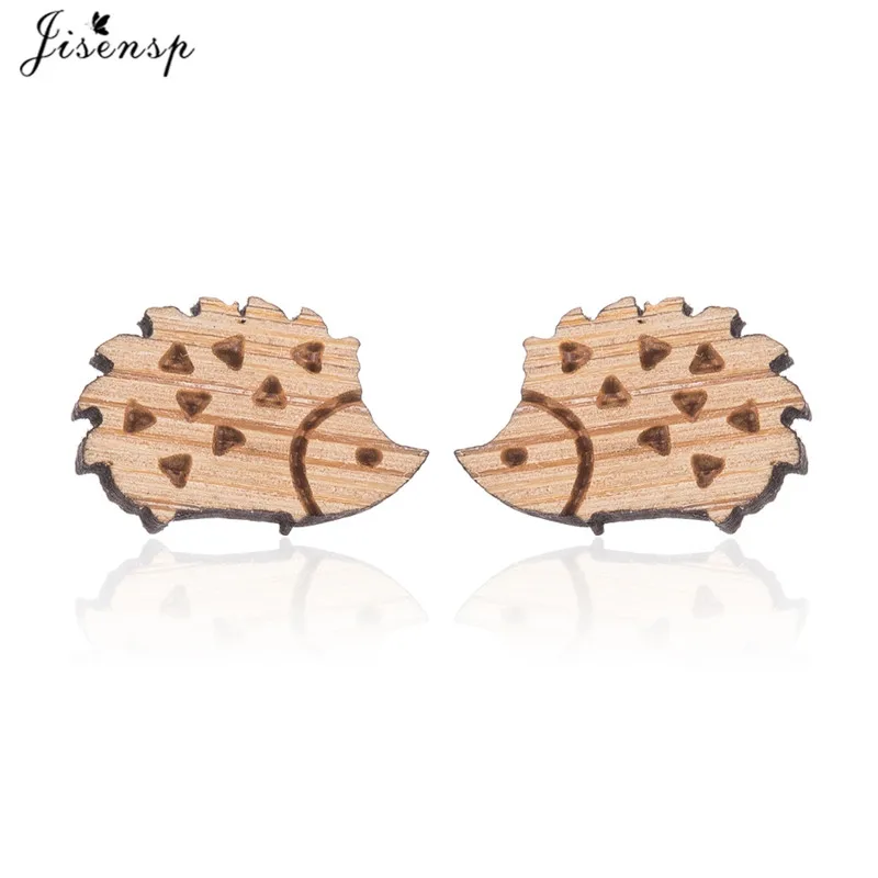 

Jisensp Lovely Hedgehog Women Earrings Female Cute Animal Wooden Earrings Jewelry Studs for Girls Birthday Gifts