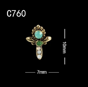 10pcs C760 10 шт./лот, японский дизайн, 3D Стразы, Ретро стиль, волшебная палочка, палочка, сплав, сделай сам, украшение для ногтей - Цвет: 10pcs C760