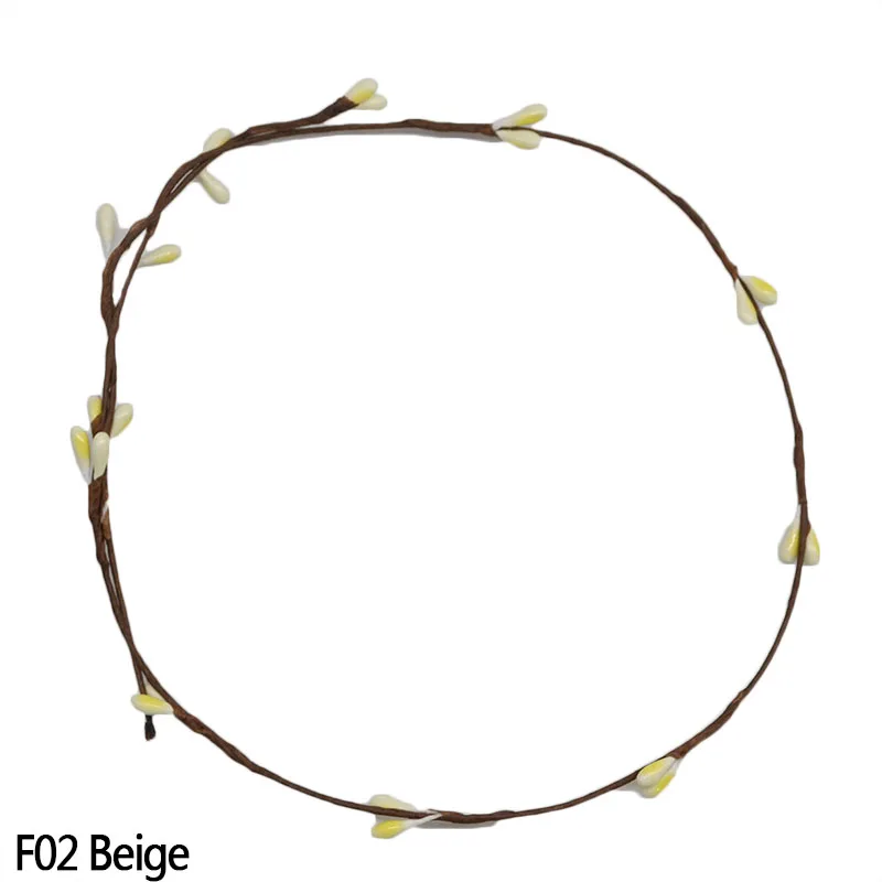 F02 Beige 5/10 шт Искусственный стебель с ягодами филиал Платья с цветочным принтом для свадьбы, венок Свадебный веночек украшения DIY с бесплатной доставкой ДВЕРИ ПОДВЕСНАЯ гирлянда для маленьких девочек повязка на голову - Цвет: F02 Beige