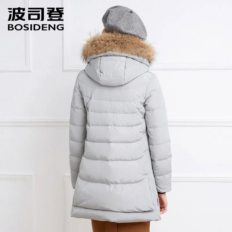 BOSIDENG женская зимняя толстая пуховая куртка длинное пуховое пальто теплая парка с