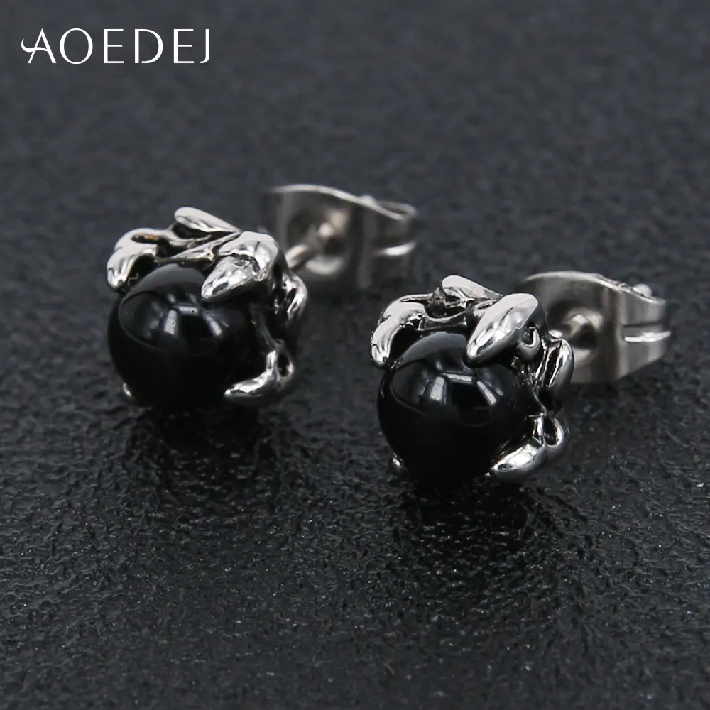 AOEDEJ Орлиный коготь черные мужские серьги из нержавеющей стали Кристальные панк