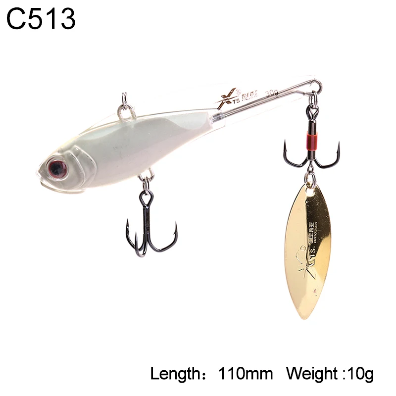 110mm 10g C513 Kingdom Fishing, жесткая свинцовая приманка, 5 размеров, Тонущая, VIB, воблеры, мягкий корпус, дизайн с спиннингом, приманка, модель 3520B - Цвет: 110mm 10g C513