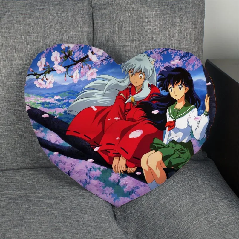 Новое поступление Заказная Наволочка на молнии крышка Inuyasha подушка в форме сердечка размер 41 х36 см, 47x42 см - Цвет: Pillowcase