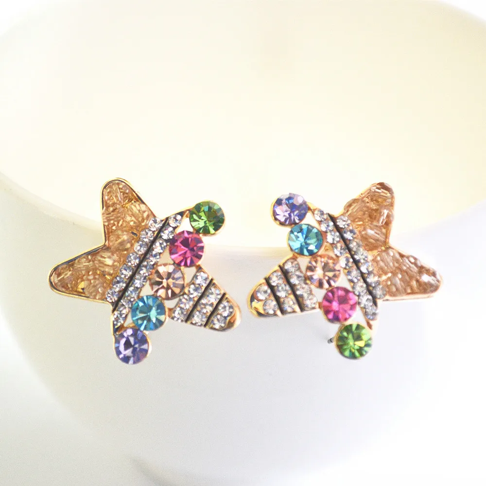 Сверкающих Звезд Красочные Горный Хрусталь Дизайн Серьги Для Женщин Подарок