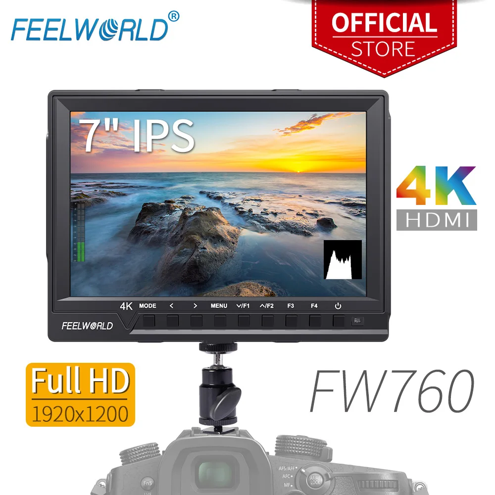 Feelworld FW760 7 дюймов ips HD 1920x1200 4 К HDMI Камера монитор держатель для зеркального