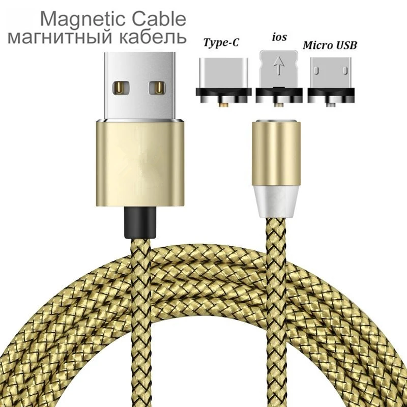 Магнитный кабель плетеный светодиодный кабель type C Магнит Micro USB зарядное устройство кабель для Apple IPhone X 7 8 6 10 Xs Max XR Samsung, HTC, Xiaomi