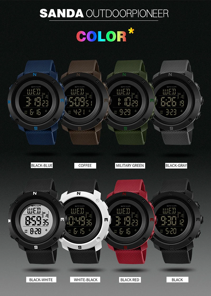 SANDA женские спортивные часы Reloj Mujer силиконовый ремешок Montre Femme женские часы водонепроницаемые цифровые часы подарки