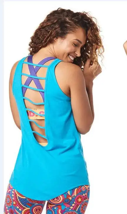 T1728 blue ADIBO женская Трикотажная хлопковая одежда zum одежда для фитнеса Футболка топы жилет майки быстросохнущая одежда для бега T1728 - Цвет: T1728 blue