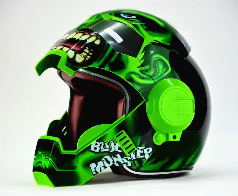 Free shipping Top ABS Moto biker Helmet MASEI Iron Man personality special fashion half open face motocross helmet green | Автомобили и