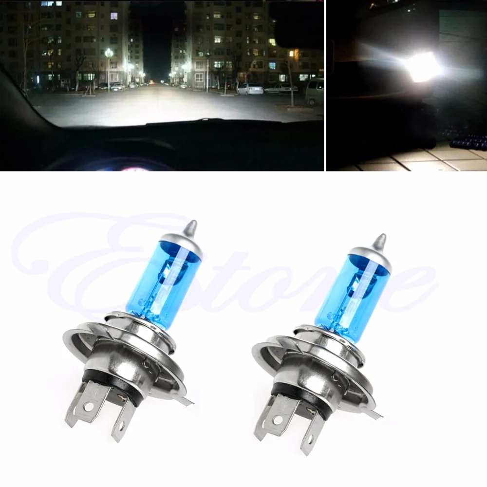 

2pcs H4 55W Halogen Light Bright White Car Headlight Bulbs Bulb Lamp 12V 5000K