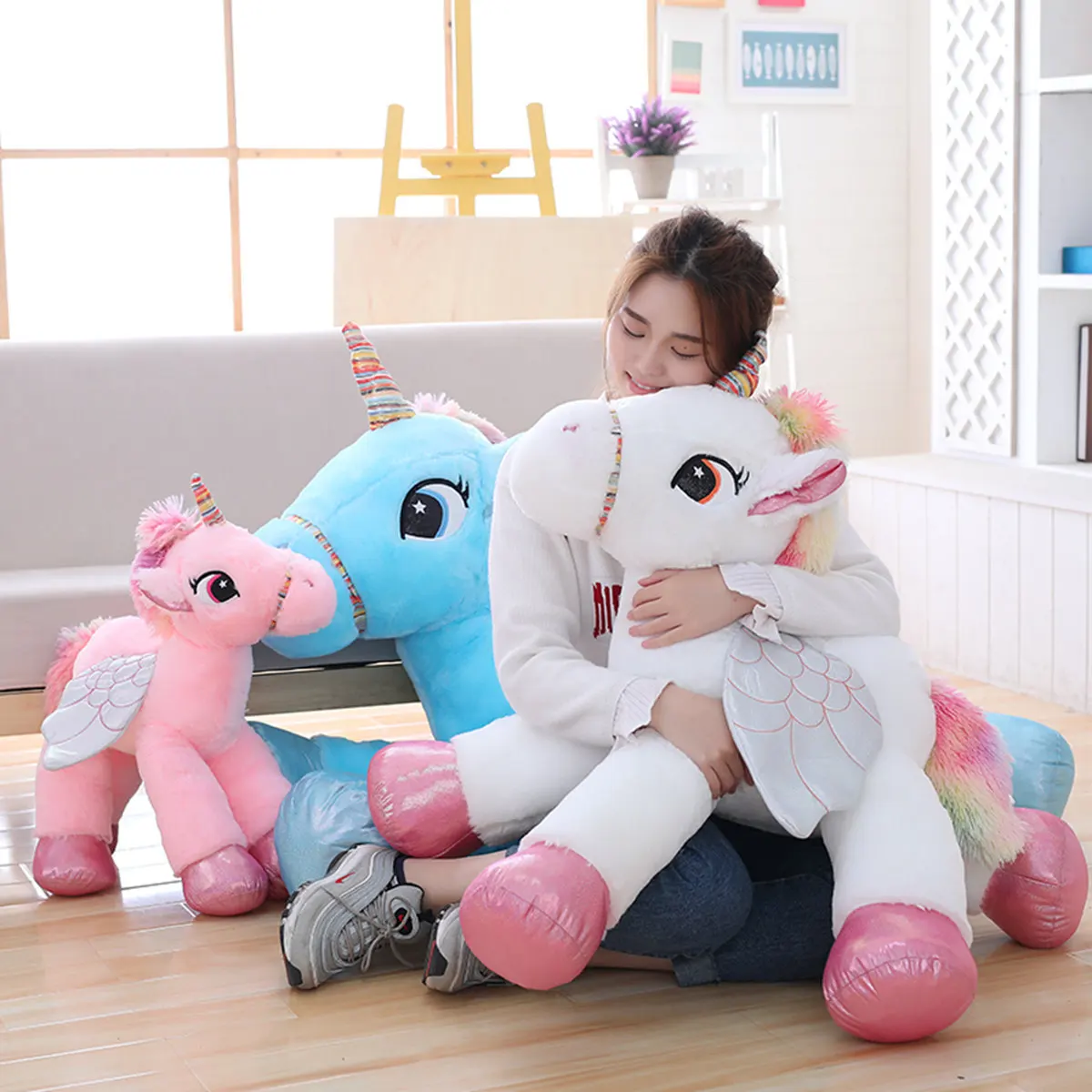 Kawaii Единорог плюшевая кукла игрушки Гигантские мягкие животные лошадь для детей