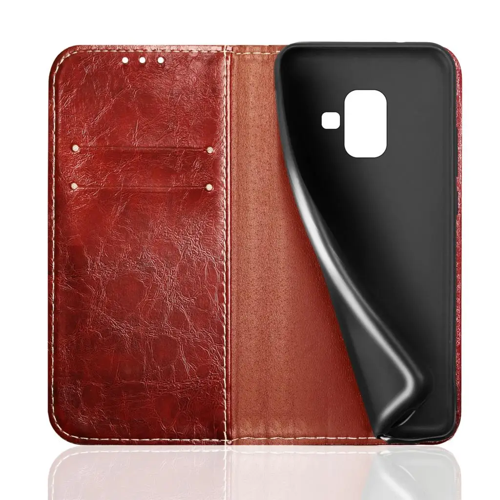 Embossed Wallet Case For Samsung Galaxy A 6 2018 Leather Flip Cover for A6 Mobile Phone Shell | Мобильные телефоны и