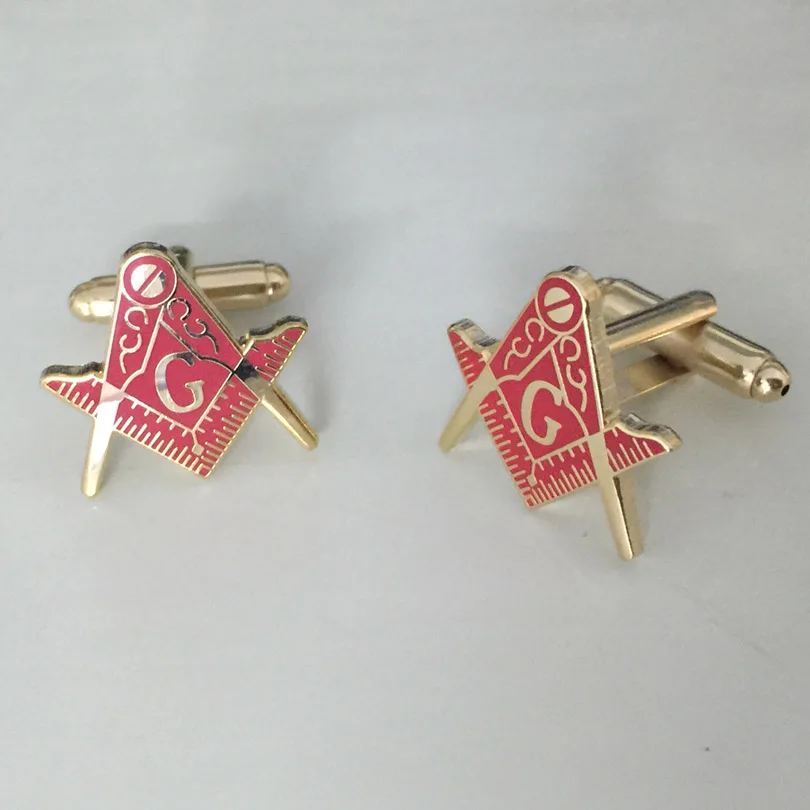 

50 pairs Masonic Square and Compass Red Enamel Cufflinks for the Freemason Masonry Sleeve Buttons Masons Cuff Link Metal Craft