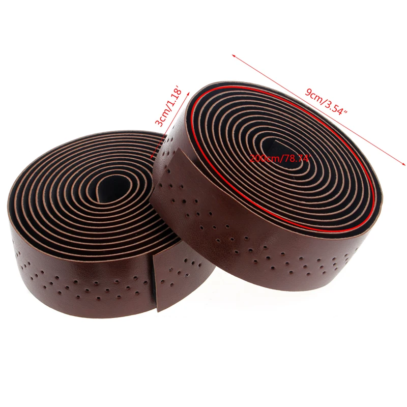 

2x Bike Anti-slippery breathable Sports Handlebar Tape Faux Leather Wrap +2 Bar Plug for Cycling Road Bike