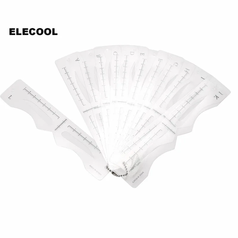 ELECOOL 12 шт Пластиковые Многоразовые для бровей трафареты ухода за волосами шейпер