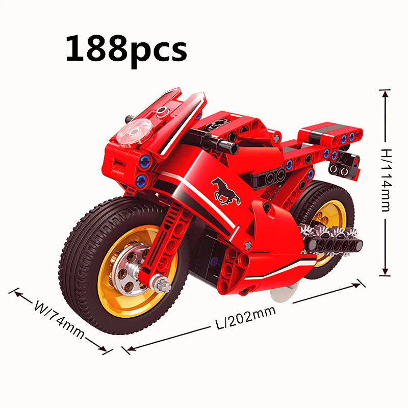 Bloques de construcci&oacute;n montados para decoraci&oacute;n, juguete de motocicleta, juguete educativo, pantalla con regalo manual-5