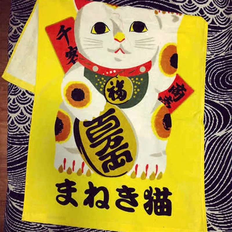 LDAJMW японский линия River Island страна поздравления Lucky Cat Ванна Полотенца