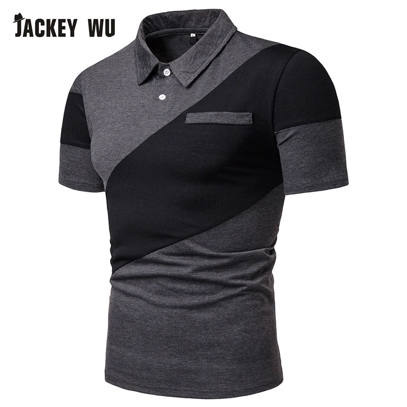 JACKEYWU Polo Shirt Men 2019 Summer Fashion Contrast Color Half Sleeve Tees Cotton Breathable Camisa Elastic Casual Polos | Мужская