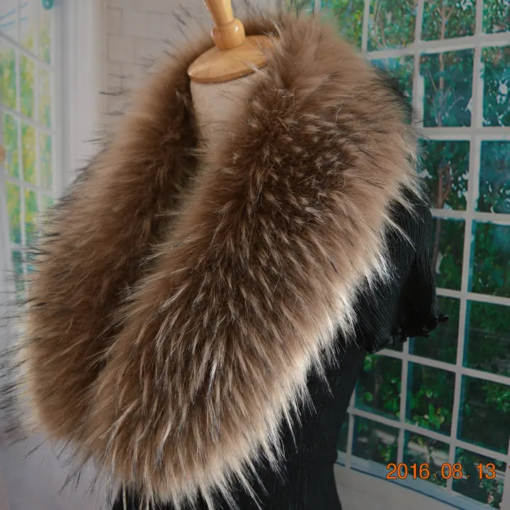 Воротник из искусственного меха енота цветной шарф для мужчин и женщин меховой