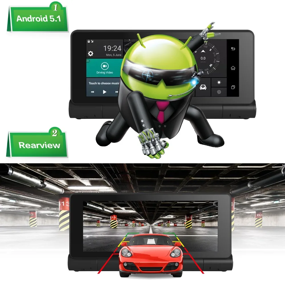 Dealcoo 7' сенсорный экран автомобиля dvr регистраторы камера Android ADAS 4G Wi Fi двойной