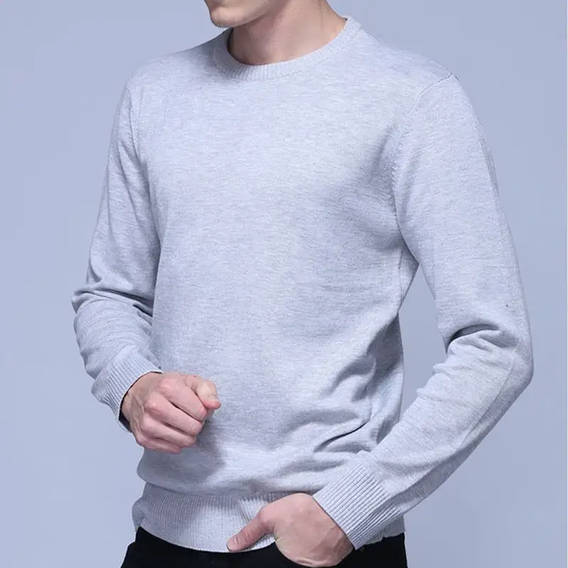 Высокое качество 100% хлопок мужские с длинным рукавом o-образным вырезом Вязаные