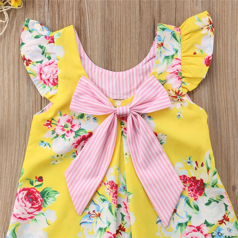 Emmababy От 1 до 6 лет летняя одежда для малышей девочек без рукавов с цветочным