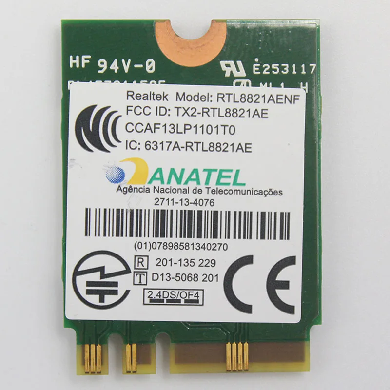 RTL8821AE 1x1AC + BT4.0 Cbt PCIE M.2 WLAN для Lenovo E41 80 ideapad 710s 13isk серия FRU 00JT482 SW10A11648|lenovo wlan|pcie m.2 | - Фото №1