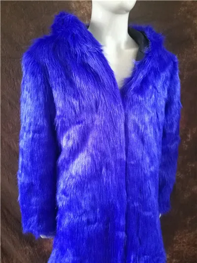 Picture style Hot Winter Autumn Men Faux Fox Fur Coat Long Windbreaker Loose Warm Fashion Man Leather Peacock Feather Leather Jacket 4XL - Цвет: Picture style