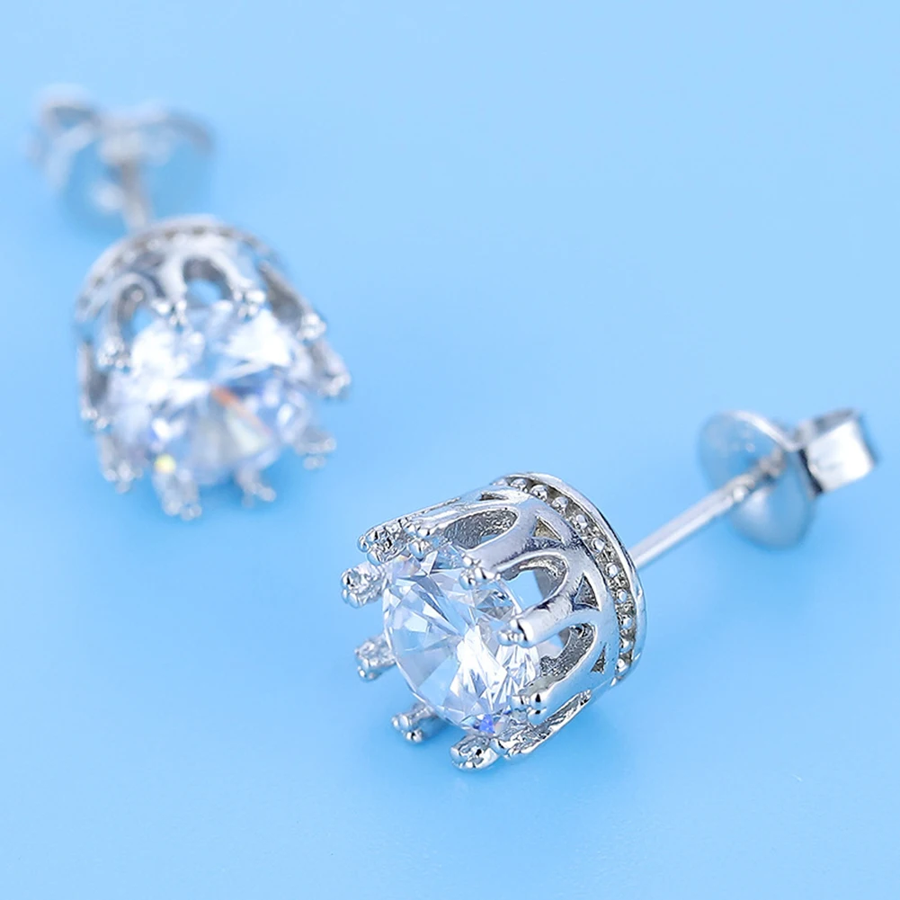 2019 New Fashion Women Silver Plated Cubic Zirconia Crystal Ear Studs Earrings Piercing Statement Lady Jewelry Wholesale | Украшения и