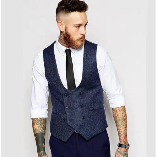 

Custom Double Breasted Men's Sleeveless Jacket Men Suit Vest Slim Fit Waistcoat
